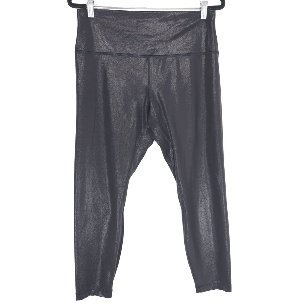 LULULEMON Align Crop Leggings 14 Black Foil‎ Shine High Rise Yoga Pants Women